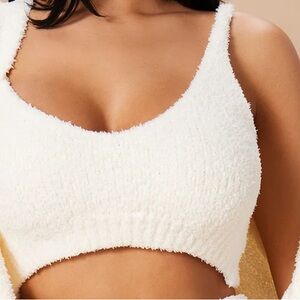Fashion Nova Cream Fuzzy Crop Top